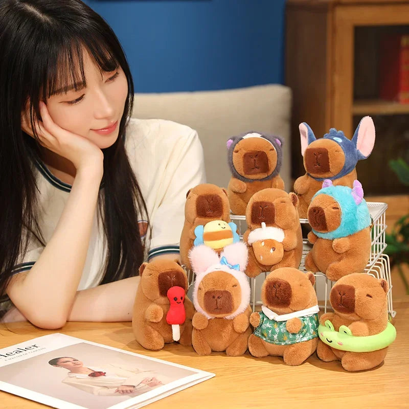 Capybara Pendant Cosplay Pokemon Pikachu Plush Toy Keychain Capibara Stitch Sanrio Kuromi Plushies Stuffed Bag Decor Gift